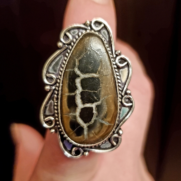 New Mud Crack Jasper Fossil 925 Silver Ring. - Picture 1 of 8
